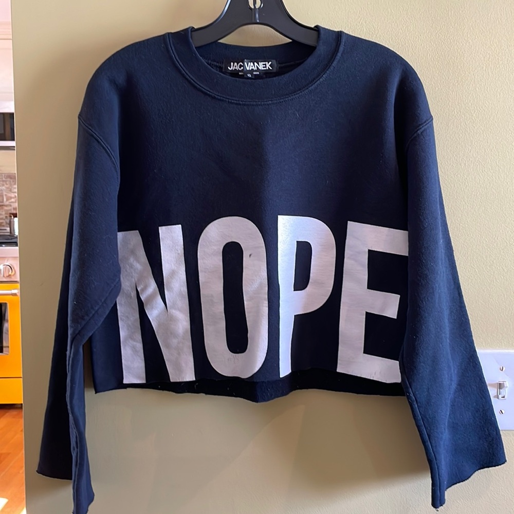 Jac Vanek, NOPE black cotton cropped sweatshirt - Picture 1 of 3